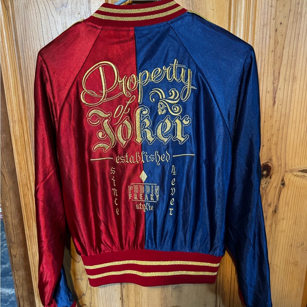 Hot Topic Red and Blue Joker Varsity Jacket